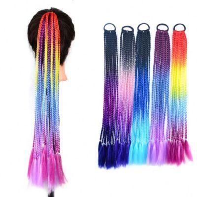 Luminous Soft Box Braiding Ponytail Hairpiece with Elastic Rubber Band Hair Ring Chignon Dreadlocs Braids