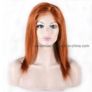 Hot Sale Short Colored Full Lace Front Wigs Straight Orange Brazilian Hair Lace Wigs