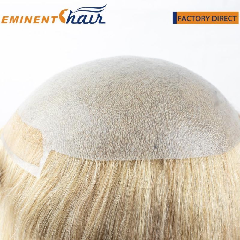 Custom Human Hair Clear PU with Lace Front Toupee Blond Women′s Wig