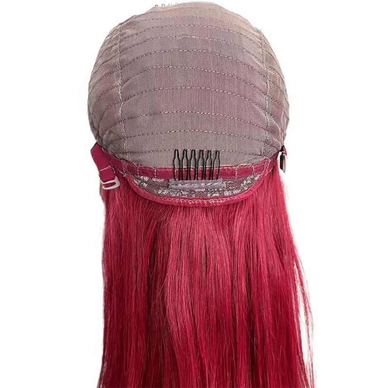 Christmas Red Brazilian Human Hair T Part 13*1 Lace Front Bob Wig