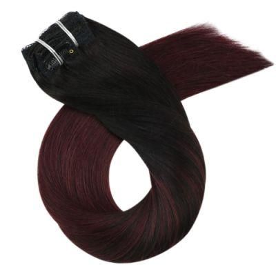 Clip in Hair Extensions 10-24 Inch Machine Remy Human Hair Brazilian Doule Weft Full Head Set Straight 7PCS 100g (10Inch Color 1B-99j)