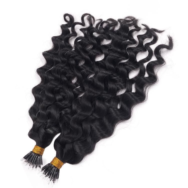 Loose Wavy 100% Human Hair Extensions Double Drawn Virgin Nano Ring Tip Hair