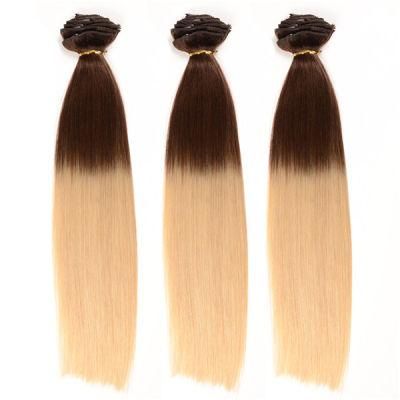 Full Head Double Drawn Triple Weft Ombre Cheap 100% Human Remy Hair Quad Weft Clip in Hair Extension