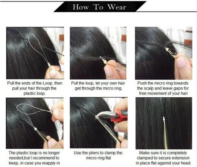 1# Jet Black 18" 0.5g/S 100PCS Straight Micro Bead Hair Extensions Non-Remy Micro Loop Human Hair Extensions Micro Ring Extensions