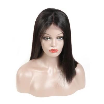 Short Bob Cut Human Lace Front Wigs Pre Plucked Deep Part Frontal Peruvian Straight Black Non-Remy Hair for Women