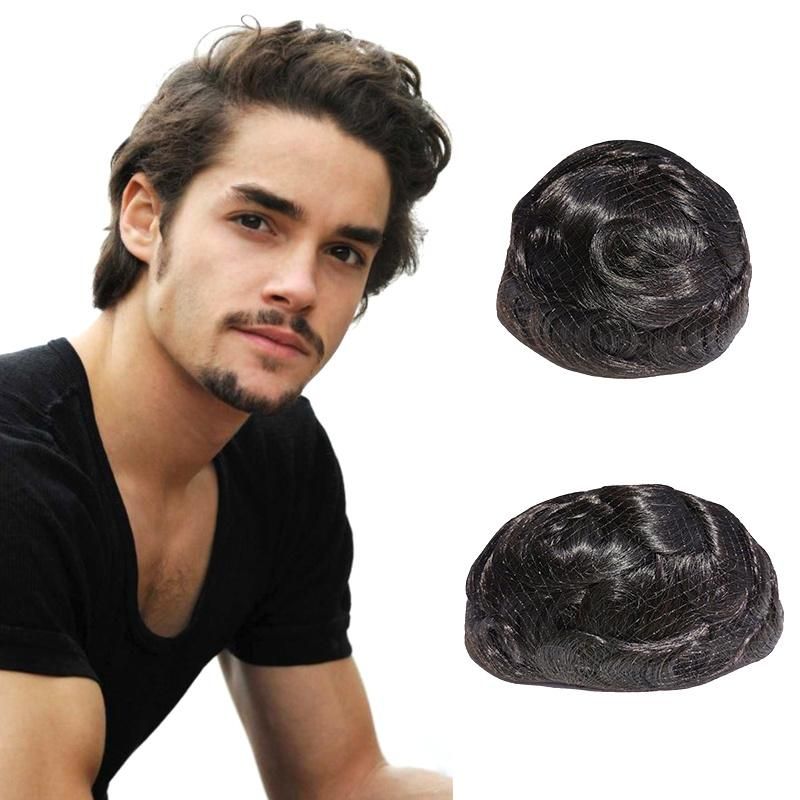 Kbeth Men′s Toupees European and American Wig Men′s Short Lifelike Broken Hair Direct Factory Direct Selling Explosive Chemical Fiber Wigs 15-20cm Wholesale