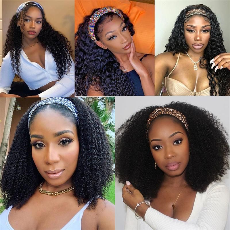 Wholesale Brazilian Virgin Cuticle Aligned Human Hair Wigs for Black Women Body Wave Headband Wig