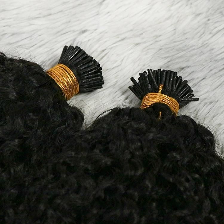 Wholesale Kinky Curly Remy Human Hair I Tip Hair Extensions