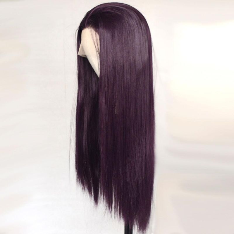 Dark Red Hair Brazilian Human Hair Wigs Lace Front Wig Straight Remy Virgin Hair Wig for Women 26 Inches