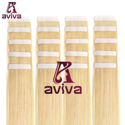 Aviva Hair Extension Blonde 613# Virgin Hair Skin Weft Double Side Tape in Hair Extensions PU Tape Human Hair Extension 16inch (AV-TP0016-613)