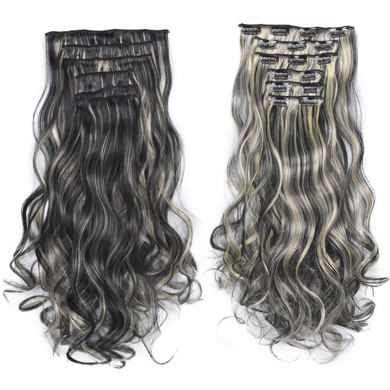 6PCS/Set 16 Clips in Hair Extension Natural Wavy Synthetic Heat Resistant Fiber Hairpieces