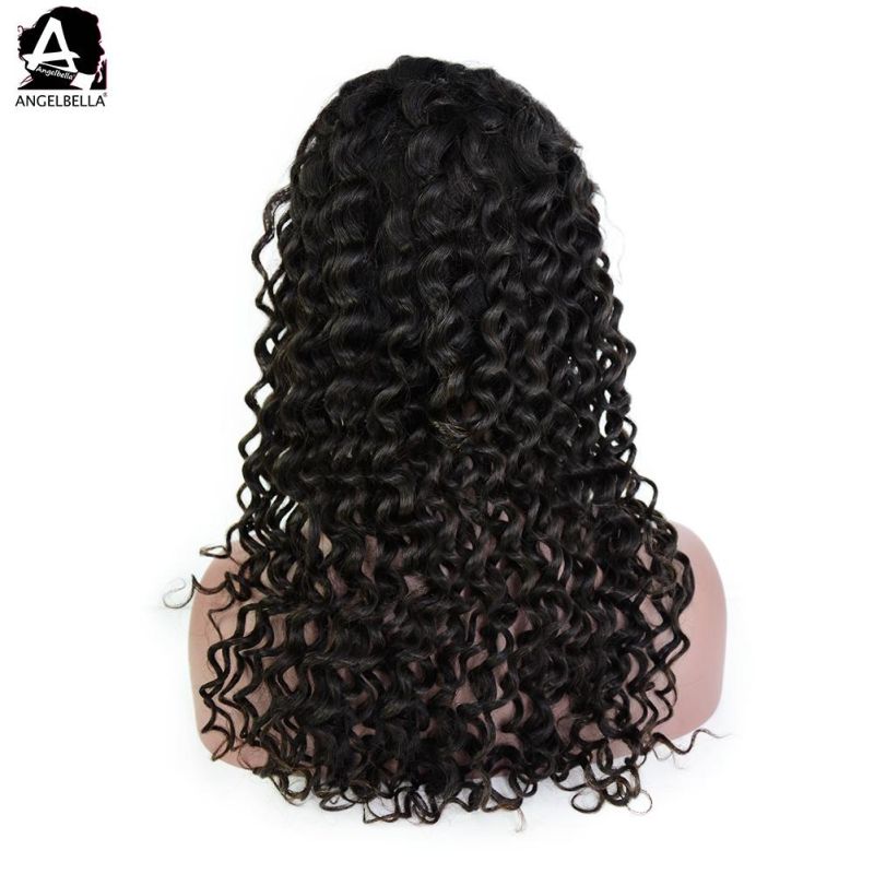 Angelbella Natural Brazilian Front Lace Wig Deep Wave Virgin Remy Hair Wigs