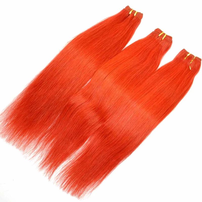 Red Color 100% Remy Human Hair Weft