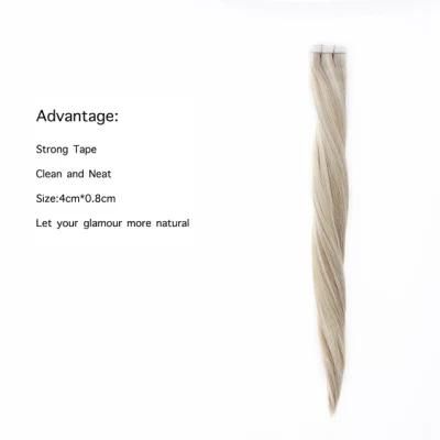 Ombre Double Weft Hair Extensions Human Hair Straight Bundles Highlight Machine Brazilian Remy Hair Tape Weft Weave 100g Hair