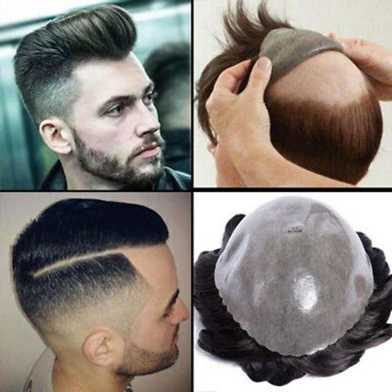 Kbeth Men Toupees Replacement Human Hair Hairpiece Natural in Stock Good Quality 100% Human Man Hair Wig for Men Toupee From China