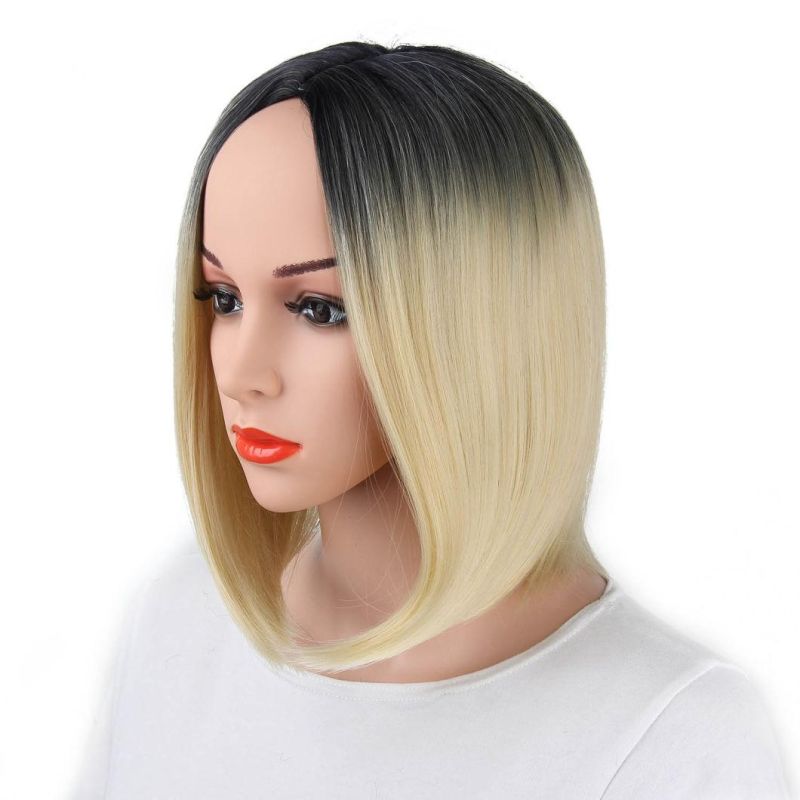 Kaki Hair Fashion Short Wigs Bob Straight Wig Coolorful Ombre Brown Human Hair Wig