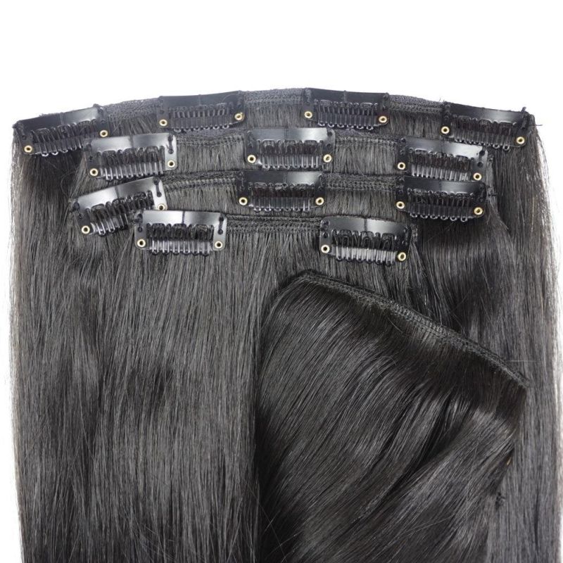 160g 26" Machine Made Remy Hair 8PCS Set Clips in 100% Human Hair Extensions Full Head Set Straight Natural Hair