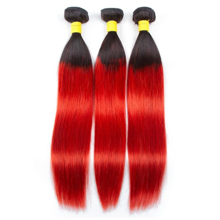 Brazilian Ombre Human Hair Bundles Straight Hair Extension #T1b/Red