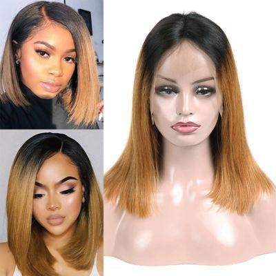 Short Bob Wigs Human Hair Lace Front Wigs for Black Women 100% Brazilian Virgin Hair Remy Silky Straight Ombre Bob Wigs 150% Density T1b/4/27