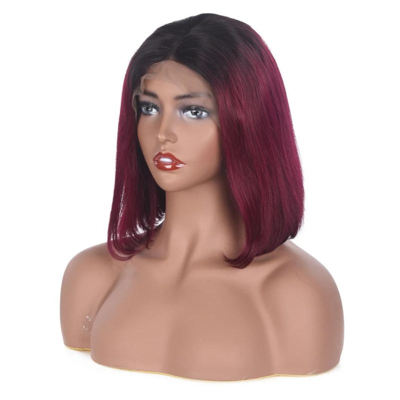 Bob Wig Human Hair 10A Straight Human Hair Wig 1b/Burgundy Color