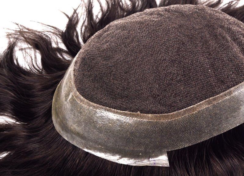 Lace with Transparent Skin Around Perimeter Easy Care Brazilian Virgin Human Hair Toupee