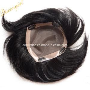 Full Lace Wig Black Closure PU Lace Frontal Mongolian Hair Men&prime;s Toupee