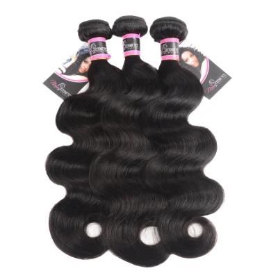 Shine Silk Hair Products Brazilian Body Wave with Closure Remy Hair Weft Weave 3 Bundles Human Hair Bundles with Closure