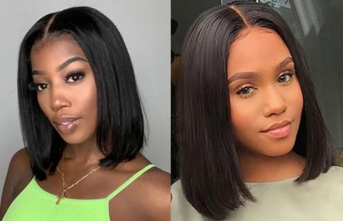 4*4 150% 10 Inch Short Bob Bone Straight Black Women Hair Lace Wigs Dropshipping Wholesale