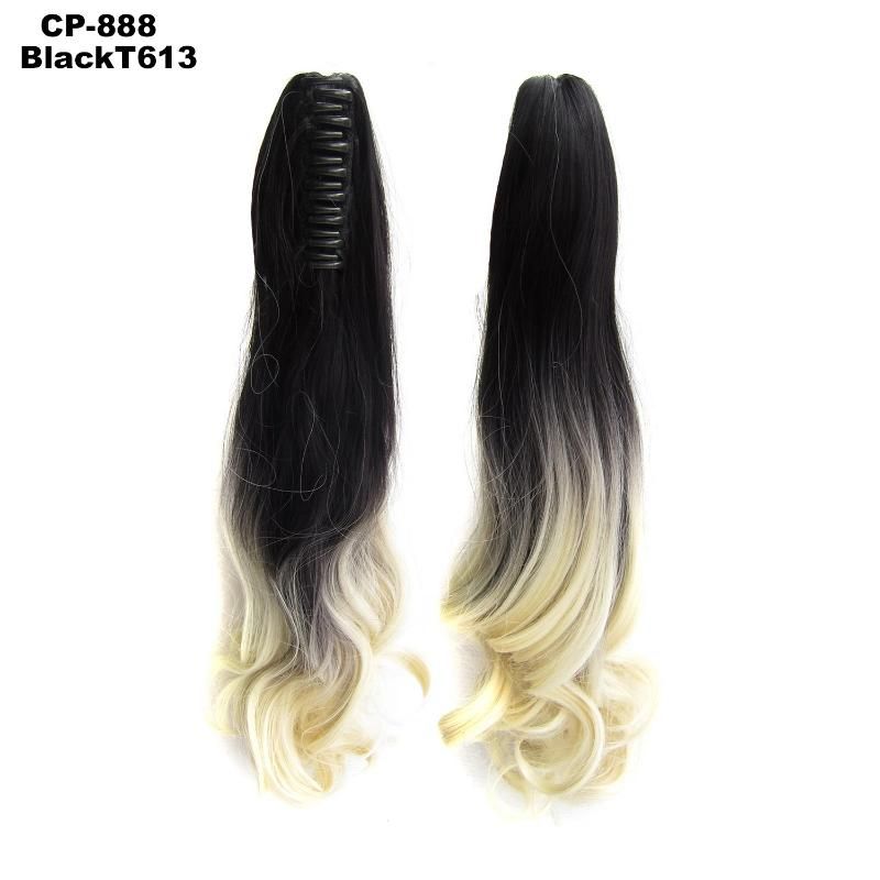 Natural Wavy Synthetic Clip in Hairpiece Two Tone Color Hair Extension Ponytail