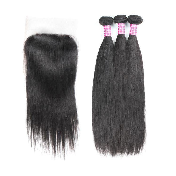 Unprocessed Raw 26 28 Inch Brazilian Hair 3 Bundles Brazilian Hair with 4*4closure