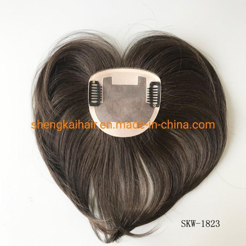 Wholesale Quality Handtied Human Hair Synthetic Hair Mix Hair Toppers