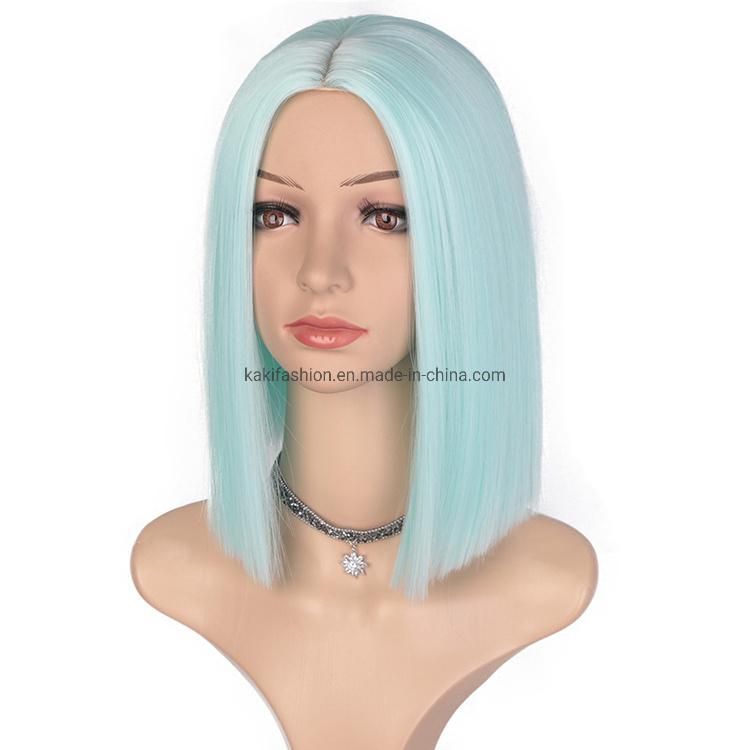Heat Resistant Synthetic Fiber Hair Wigs for White Black Women Short Middle Part Straight Nature Bob Wigs