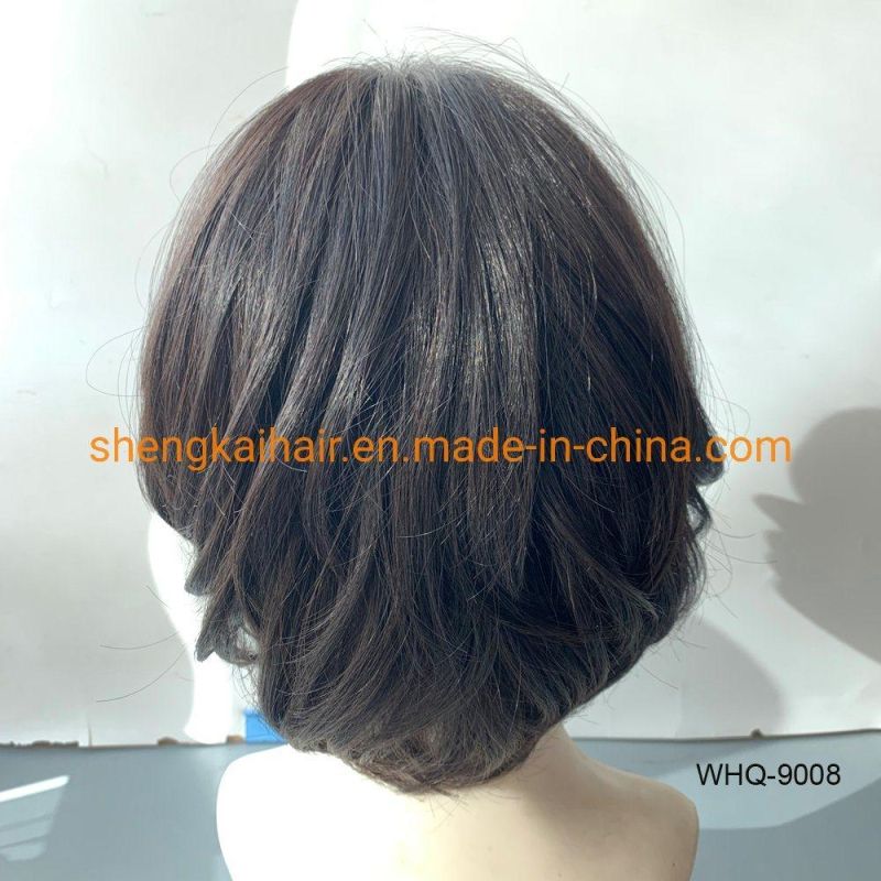 Wholesale Good Quality Handtied Human Hair Synthetic Hair Mix Wigs for Women Over 50 576
