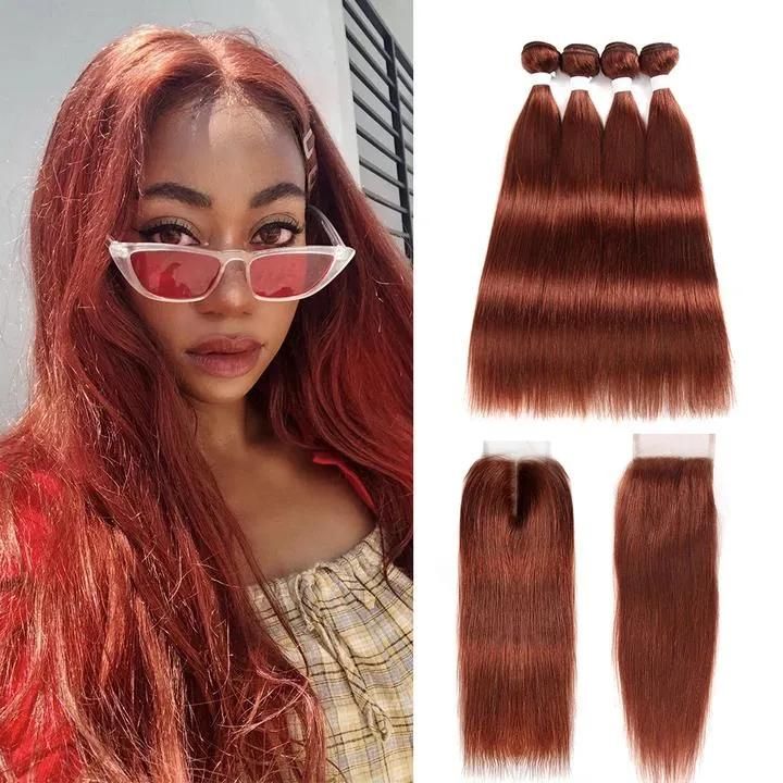 Kbeth Colored Closure Human Hair for Black Beautiful Girls Fashion Straight 20 Inch Long Red Brown 613 Gold Multi Colors Lace Closures Ready to Ship