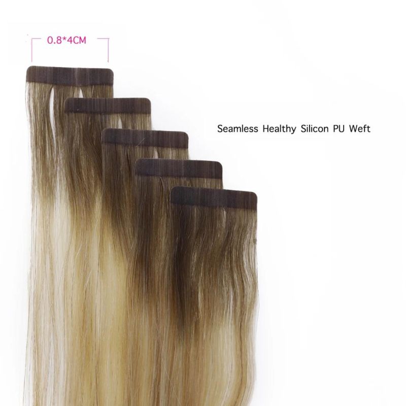 Hair for Woman Straight Tape in Human Hair Extensions Remy Adhesive Invisible PU Seamless Skin Weft Blonde Hair