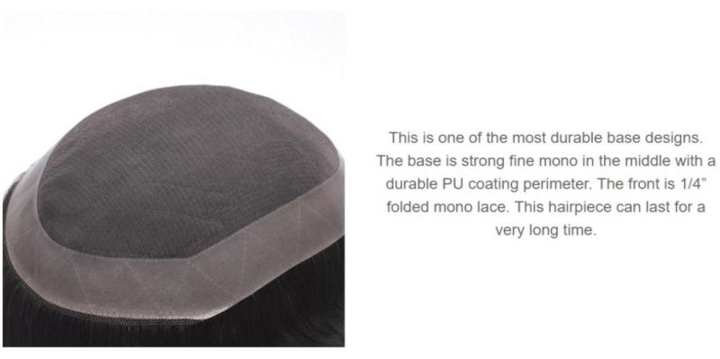 Fine Mono with Poly Around and Lace Front Durable Men Stock Hairpiece