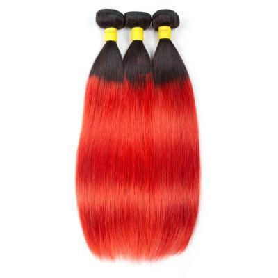 Brazilian Ombre Human Hair Bundles Straight Hair Extension #T1b/Red
