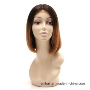 High Quality Two Tone Color 1b/30# Short Bob 130% Density Human Full Lace Straight Hair Wig