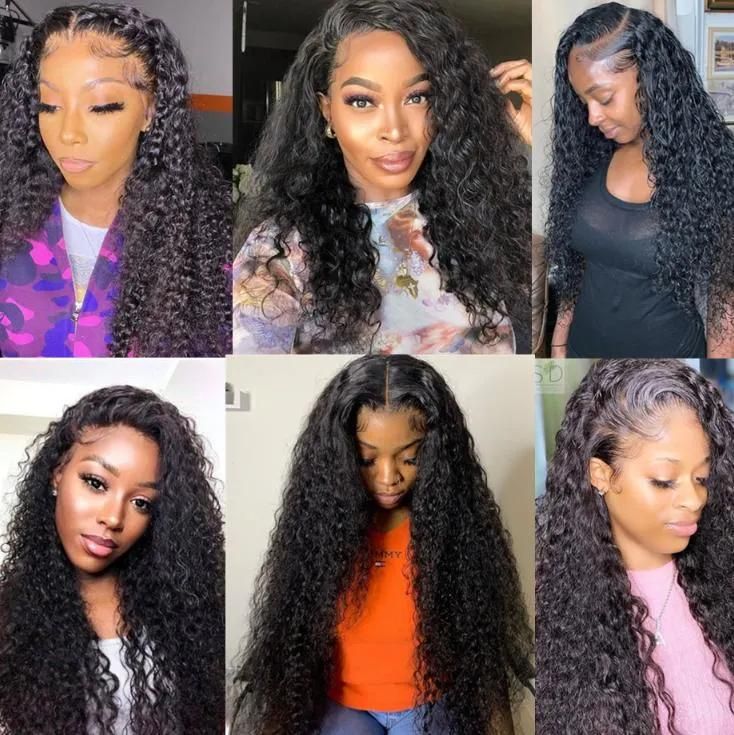 13X4 Human Hair Curly Lace Frontal Wig Deep Wave Wigs