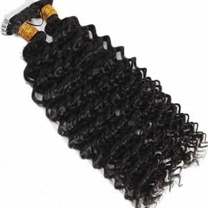 Curly Brazilian Tape in Human Hair Extensions Deep Wavy
