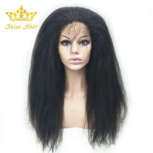 Wholesale Straight Peruvian/Brazilian Human Hair Wigs of Full Lace 1b Natural Color Kinky Straight