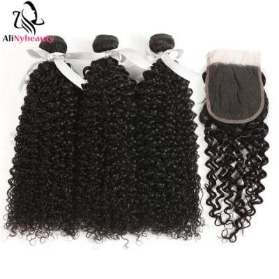 Cheap 100% Brazilian Human Hair Jerry Curly Bundles with Lace Closure