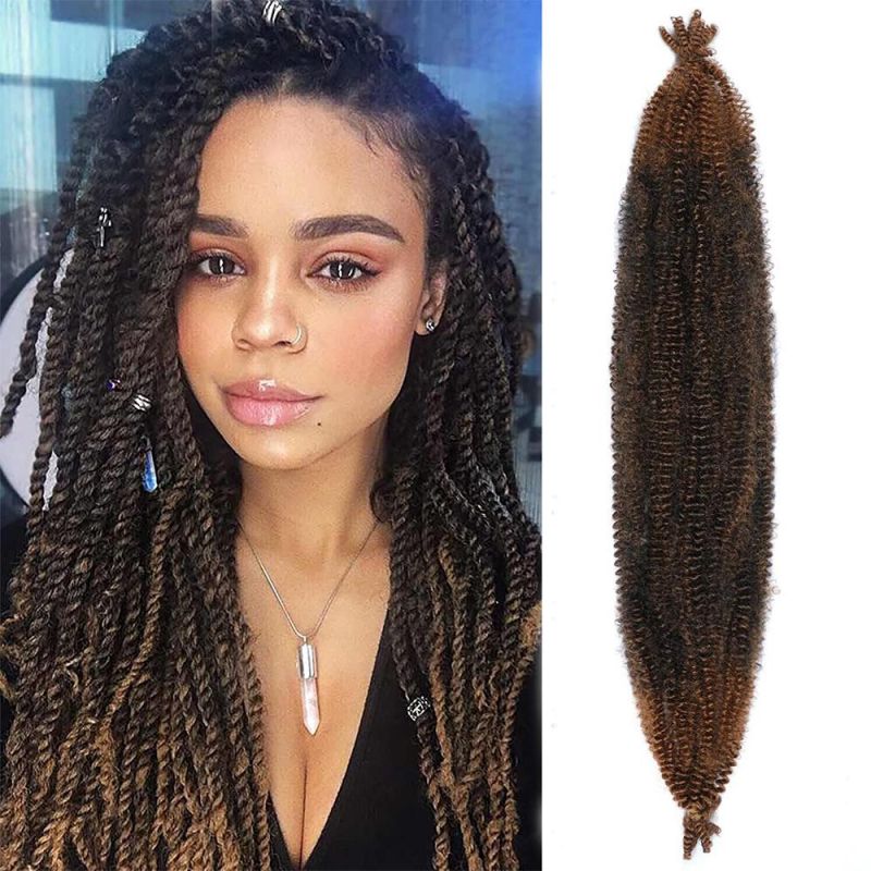 24" Afro Kinky Curly Bulk Hair Synthetic Silk Wavy Crochet Hair Braids Extension