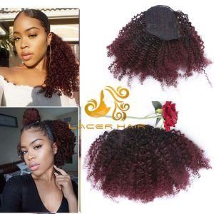 Burgandy Ombre 1b/99j Red Wine Afro Curly 4b4a 8&quot;-26&quot; Remy Human Hair Ponytail Extensions in Stock