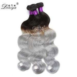 Fashion Ombre Silver Grey Body Wave Remy Human Hair Weave