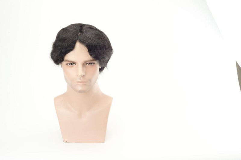 Super Thin Skin with French Lace Front Curl Wave Natural Hair Toupee