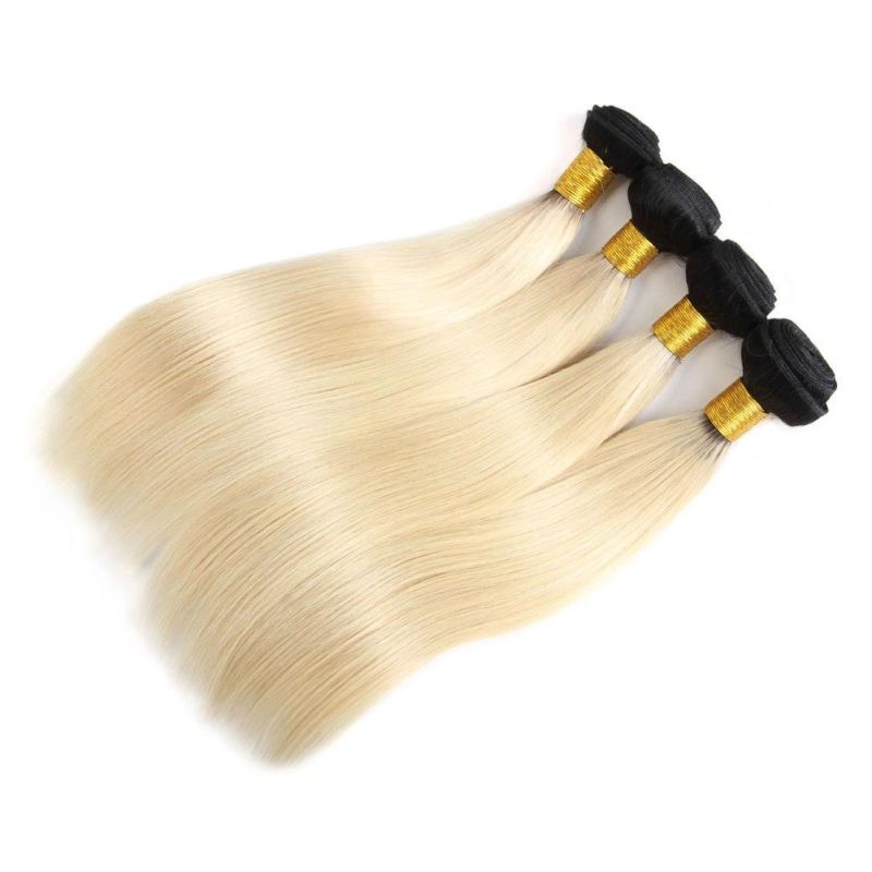 Beauty Brazilian Straight Hair Bundles Weave 4 PC Blonde Full 1b/613 Color Remy 100% Human Hair Extensions 10-26inch