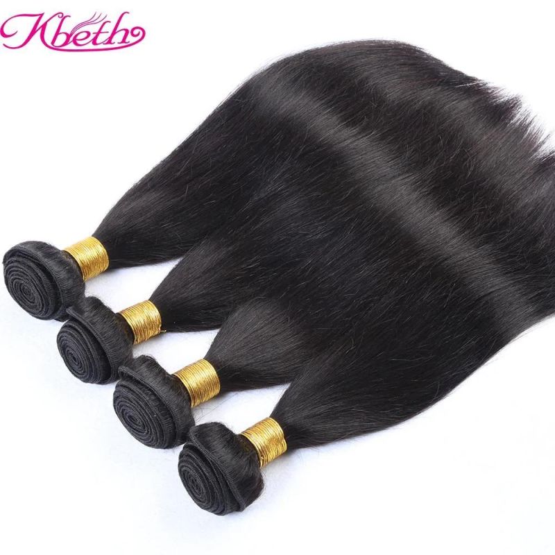 Kbeth Straight Bundle with Closure Top 100% Real Human Virgin Indian Silk Straight Wave Hair Bundle Weft 100g Each Piece China Supplier