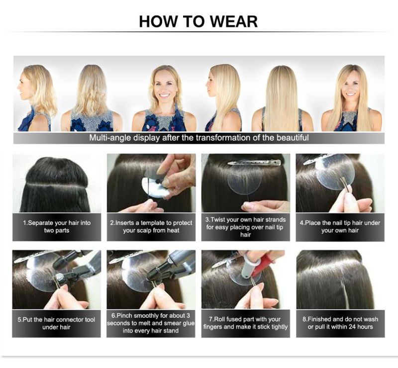 Wholesale Russian Pre Bonded Straight Human Hair Virgin V Tip Hair Extensions
