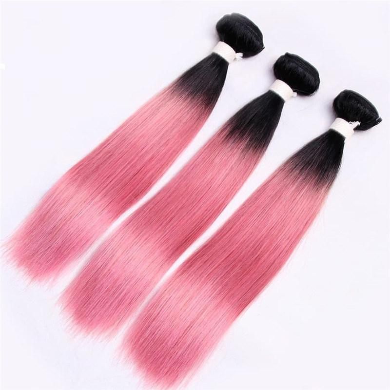 Pink Color Human Hair Extension with HD Lace Closure for Black Women Customized Body Wave 30 Inch Remy Hair Bundle